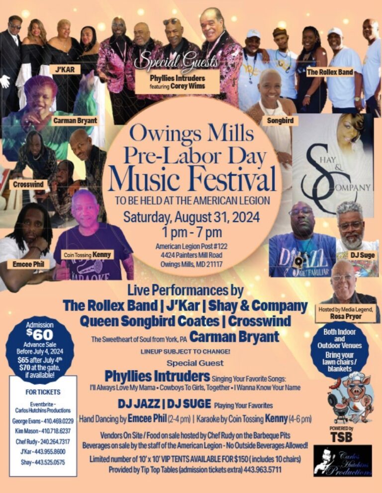 Owings Mills Pre-Labor Day Music Festival (Aug. 31)